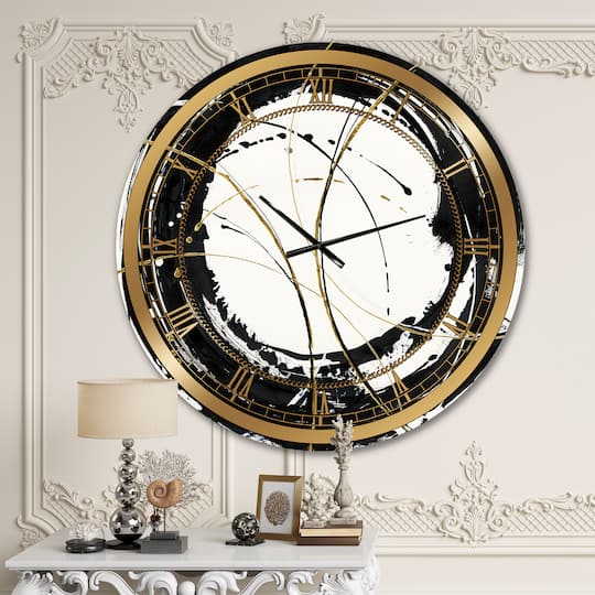 Designart 'Gold Metallic Circle Glam Wall Clock